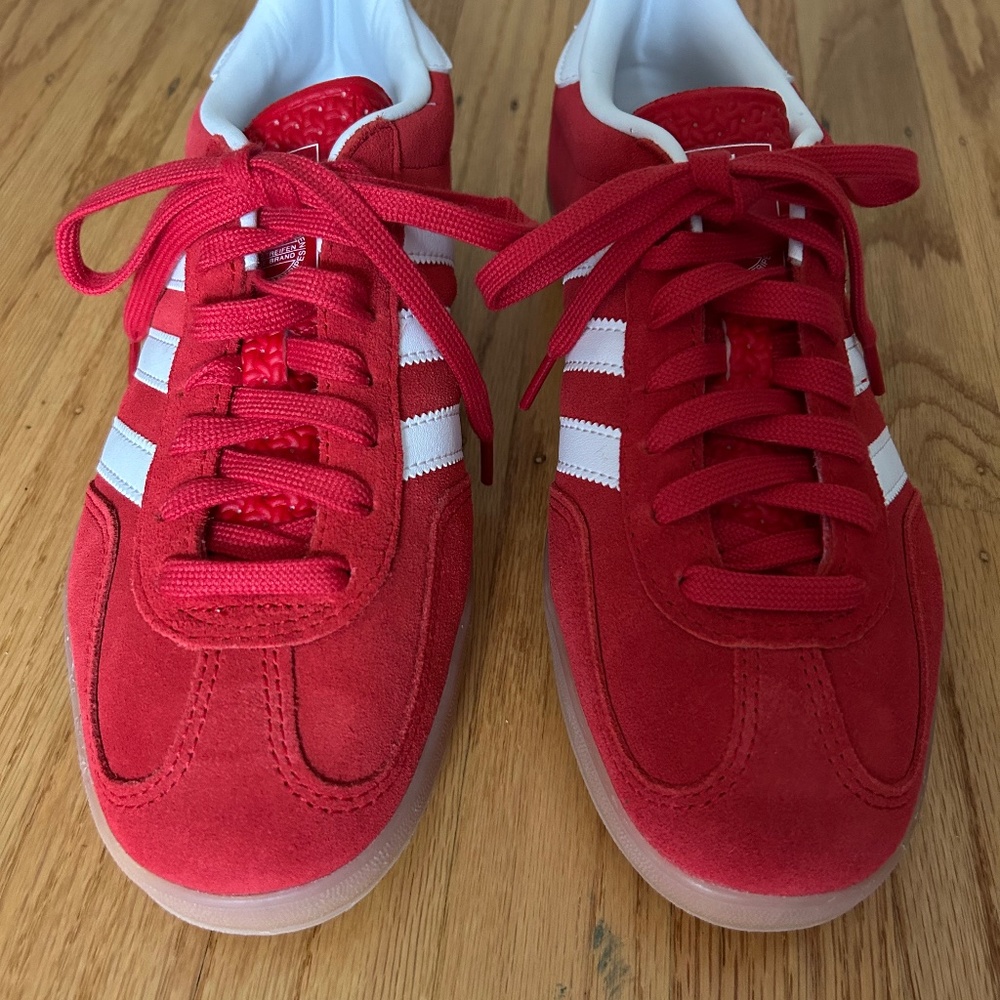 Brand New 8.5M Red Adidas Gazelle Sneakers